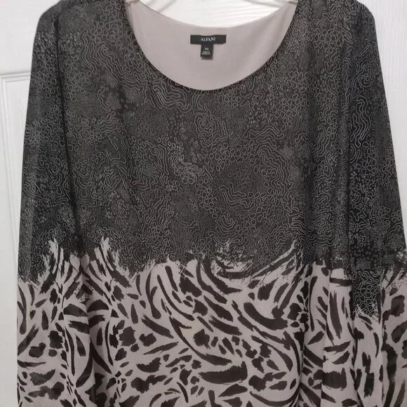 Alfani black with leopard print blouse - Picture 1 of 1